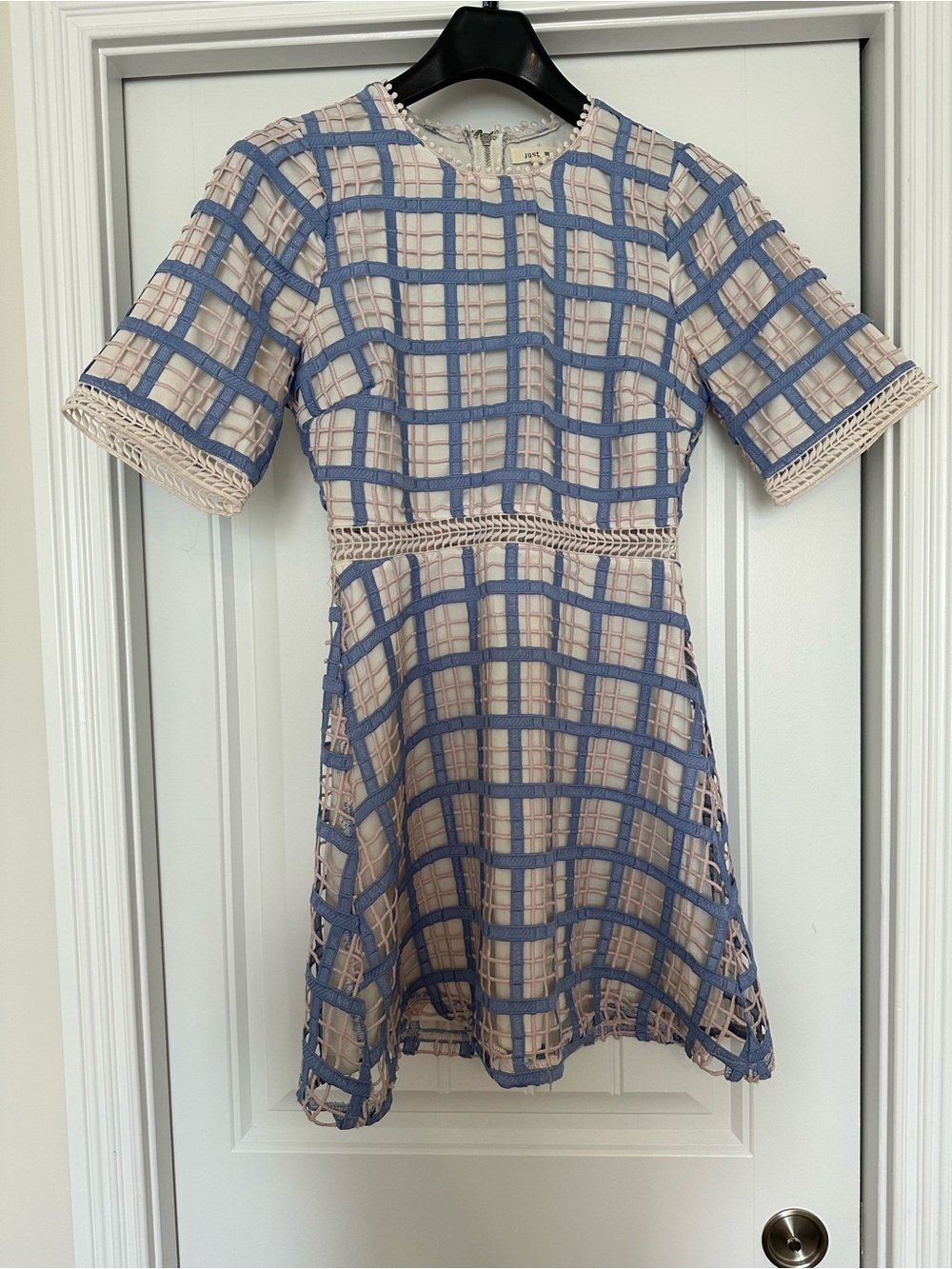 Blue, Pink, and Cream Checkered Dress